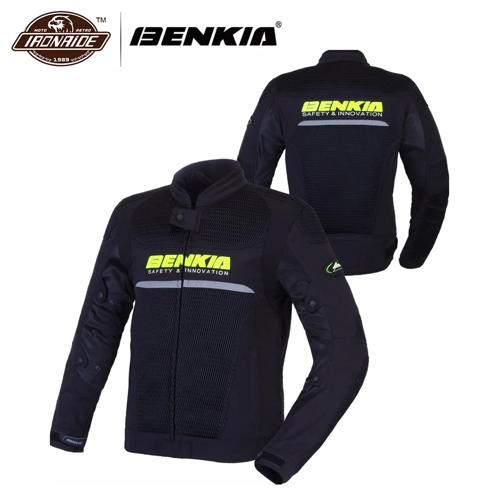 

BENKIA Motorcycle Jacket Men Textile Mesh Motorbike Jacket Armor Windproof Breathable Cruiser Riding Clothing Racing Moto Jacket