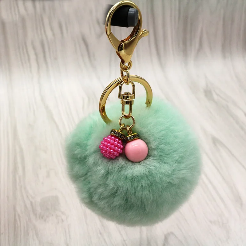 

1 PC Cute Girly Light Weight Car Key Ring With Decoration Fluffy Charm for Women Girls Key Chain White Black Pink Red Ornament