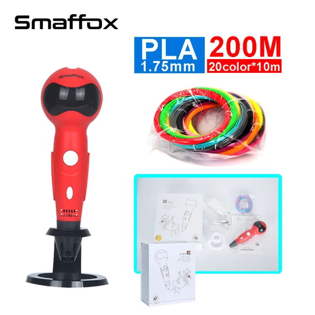 Cheap Newest 3D scribble pen, LED display,robot shape,Voice prompt,LED screen,with 20color*10m 1.75mm PLA filament ,3D printing pen