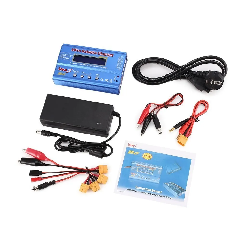 iMAX B6 80 W 6A Lipo NiMh Li-Ion Ni-Cd RC зарядное устройство 10W2A Dis зарядное устройство с 15 V/6A AC/DC адаптер для RC ModelBattery - Цвет: EU Plug and XT60