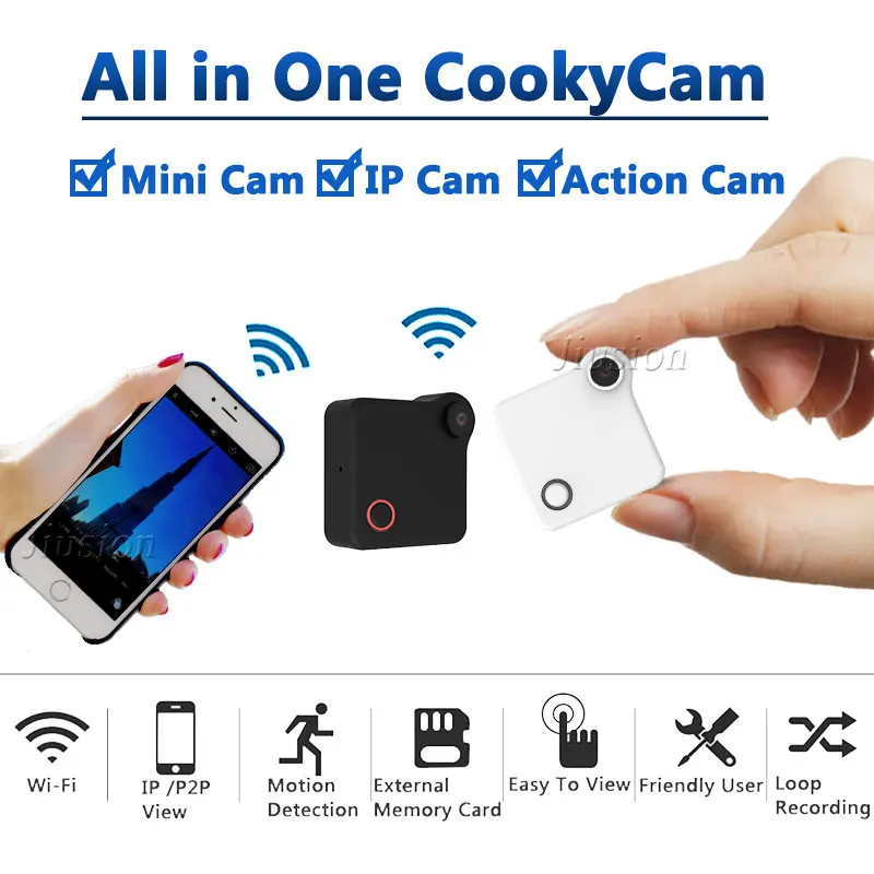 

C1 WiFi P2P Mini Camera Webcam IP Camcorder with Motion Sensor DV DVR Magnetic Clip HD 720P Video Audio Recorder H.264 Micro Cam