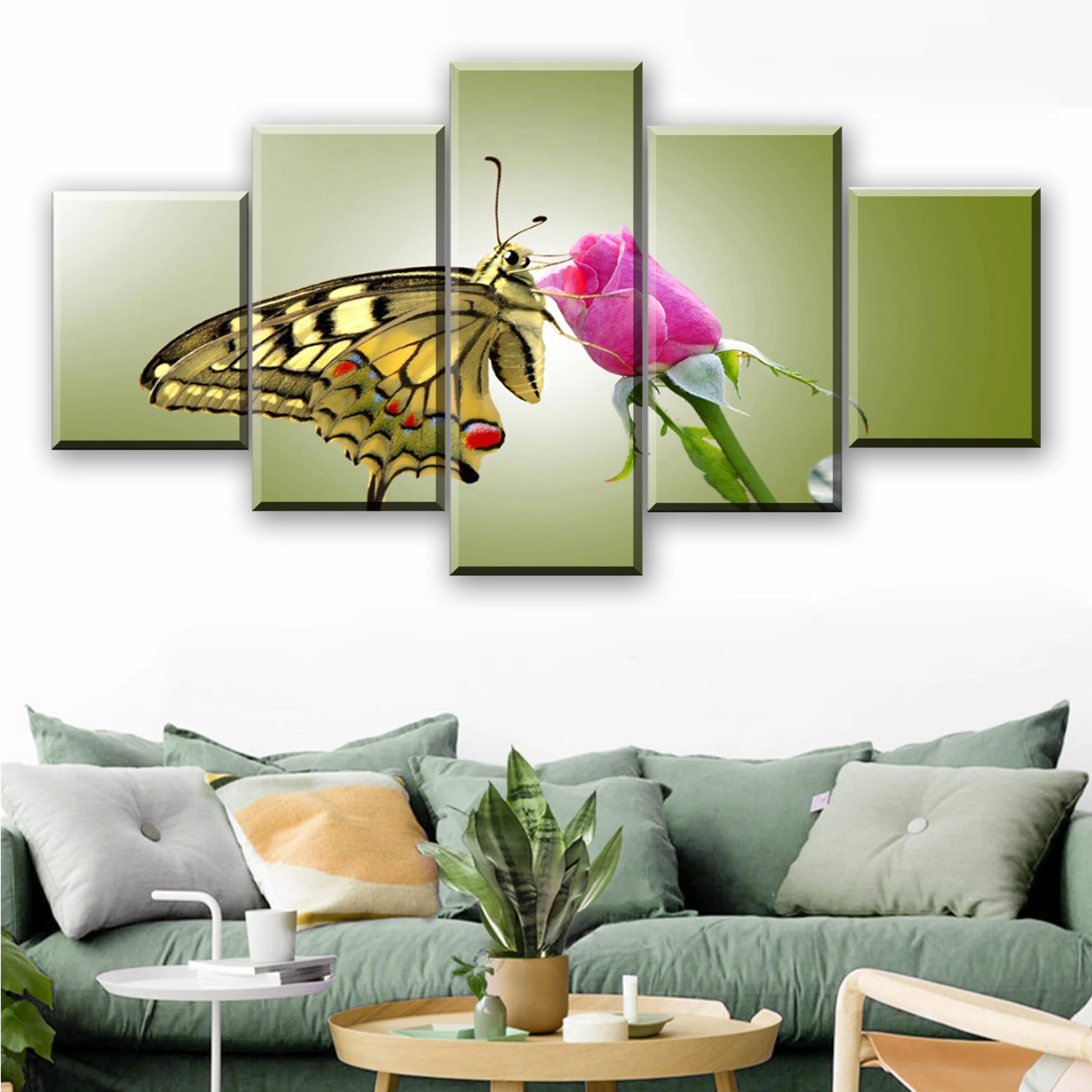 Modular Picture Home Wall Art Framework Print Canvas 5 Pieces Nature Animal Butterfly and Flower Poster Painting For Living Room