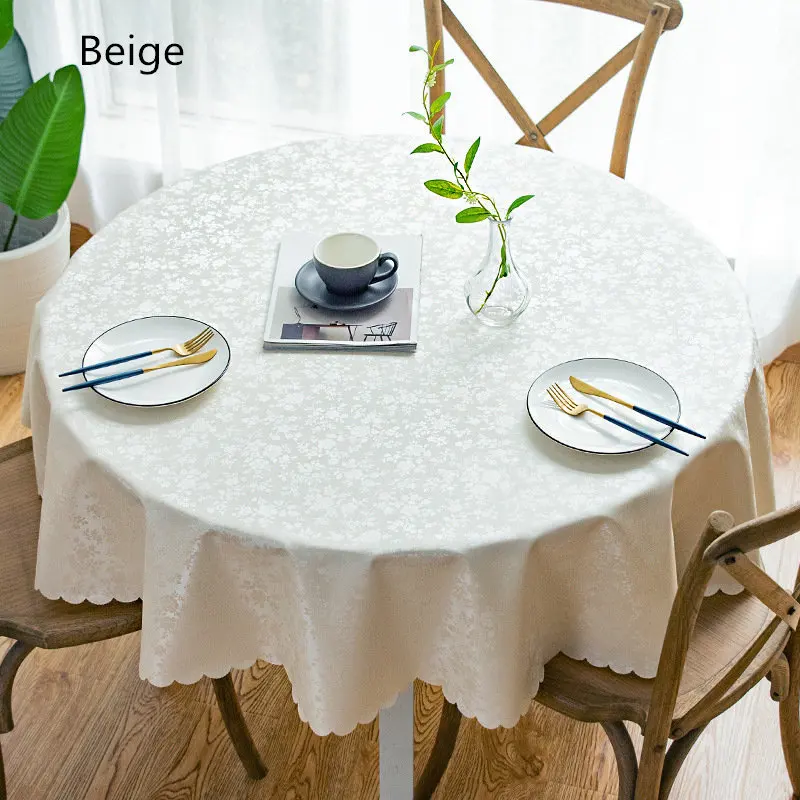 Новое качество Oilproof одноразовые PU скатерти цветок печати Soild крышка стола для гостиницы банкета обеденный стол долговечная скатерть - Цвет: Beige 1
