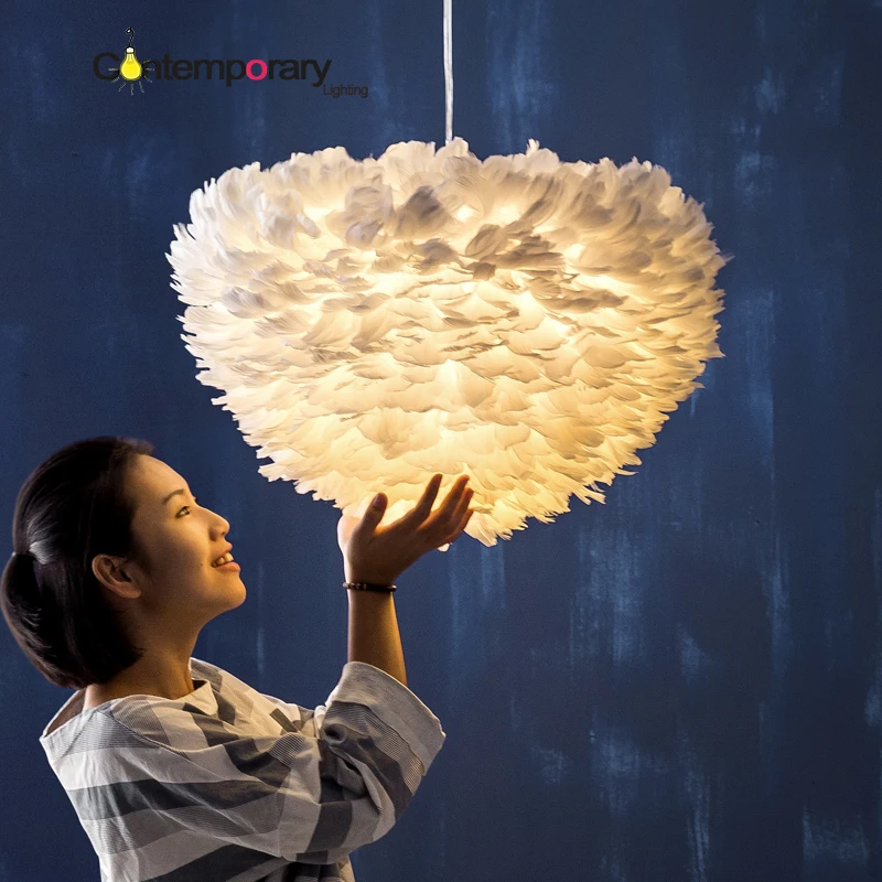 

Nordic Romantic Modern White softness oval shape a lovely ambient light for Bedroom Living Room Wedding Decor pendant lamp
