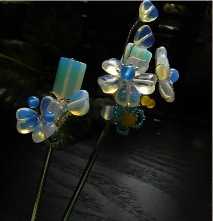 Opal Flower Pair Hair Sticks Jiao Xiao Also Pinchcock Classical Hair Stick Vintage Jewelry Hanfu Costume Hair Accessory also sprach zarathustra