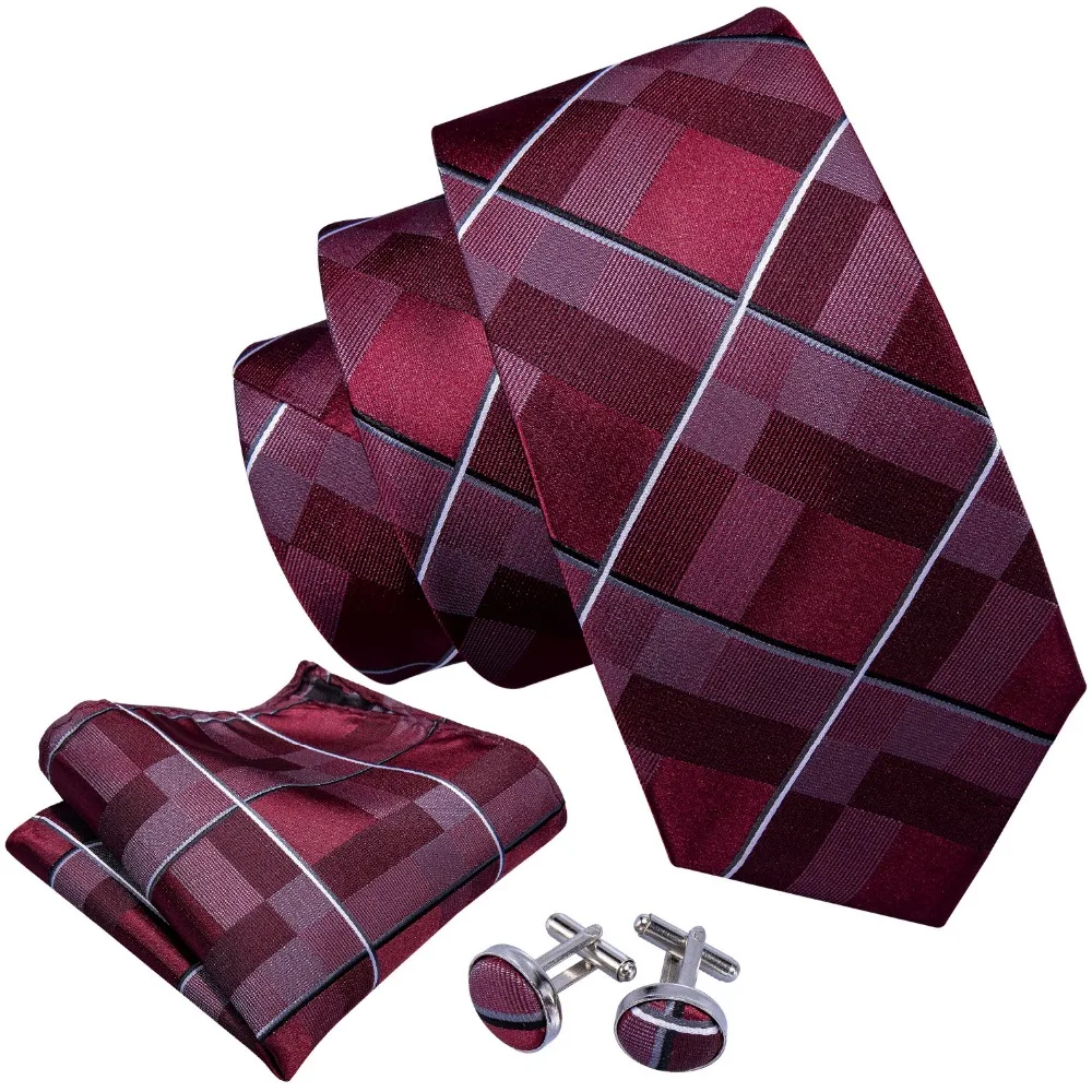 Новый мужской свадебный галстук красный плед шелковый галстук Ханки Набор Барри. Ван 8,5 см модные дизайнерские шеи галстуки вечерние