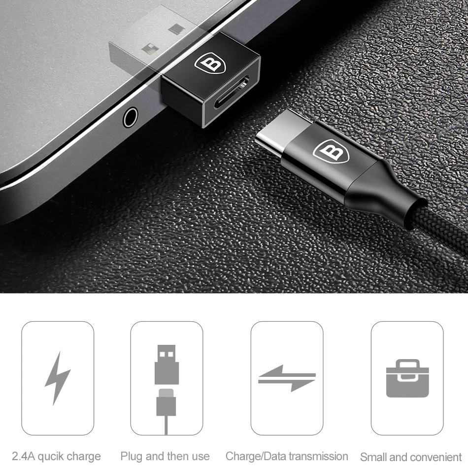 Кабель переходник Baseus с USB папа на Мама типа мама|usb type|usb tousb to usb-c |