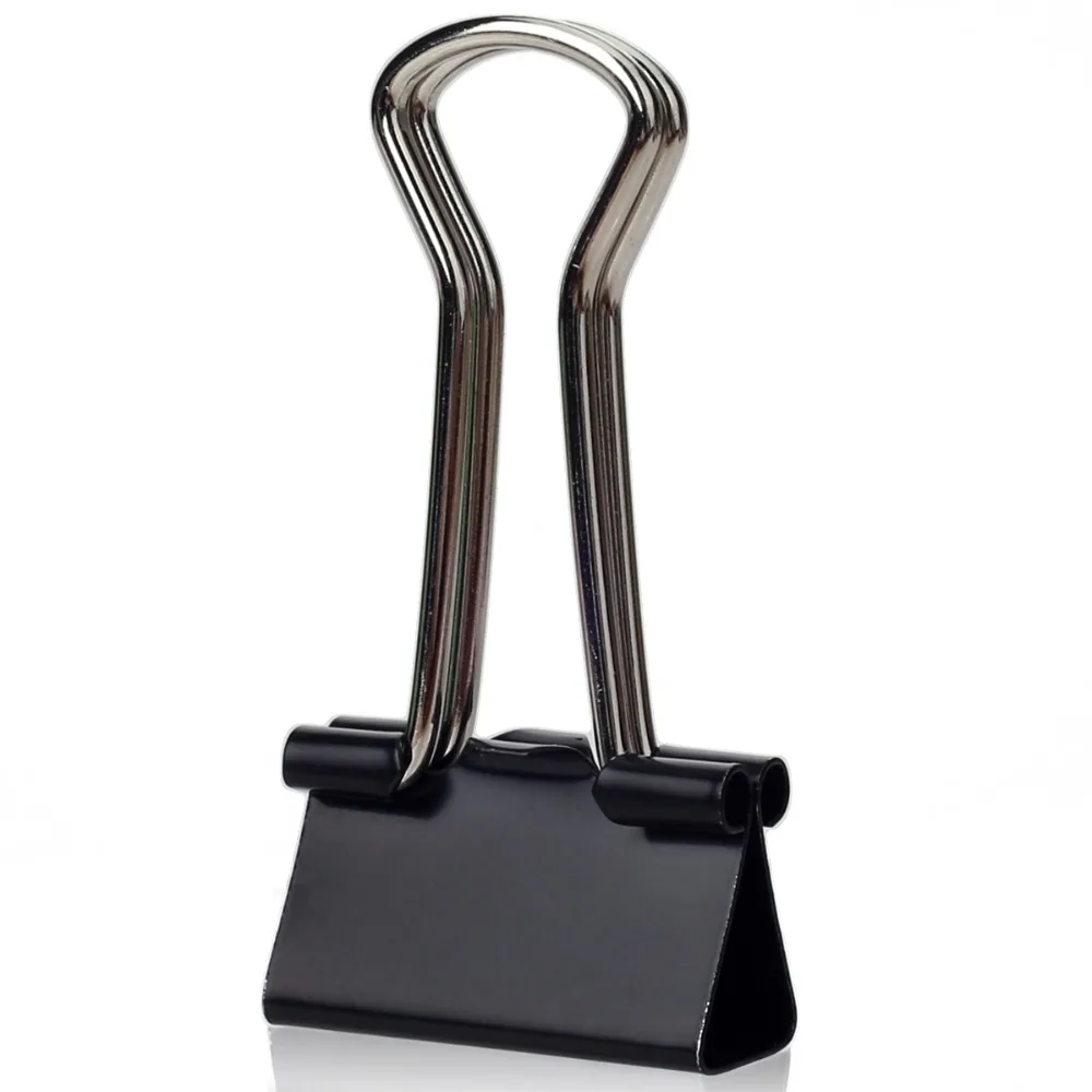 12PCS Metal Binder Clips Black Paper Clip 51 41 32 25 19 15MM Office School Supplies Stationery Binding Supplies Files Documents paper clips binder clips metal clamp clips