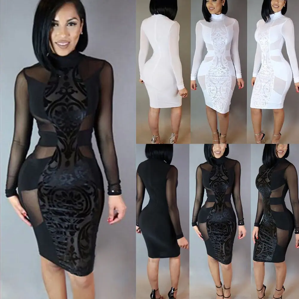 

Fall Plus Size Party Dress Women Faux Leather Splice OL Black Pencil Dress O Neck Long Sleeve Elegant Slim Bodycon Dress 2019