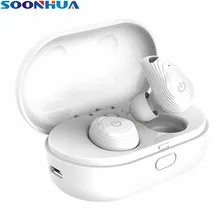 SOONHUA портативные TWS Bluetooth стереонаушники Hi-Fi настоящие беспроводные наушники водонепроницаемые HD гарнитура для общения громкой связи для телефона