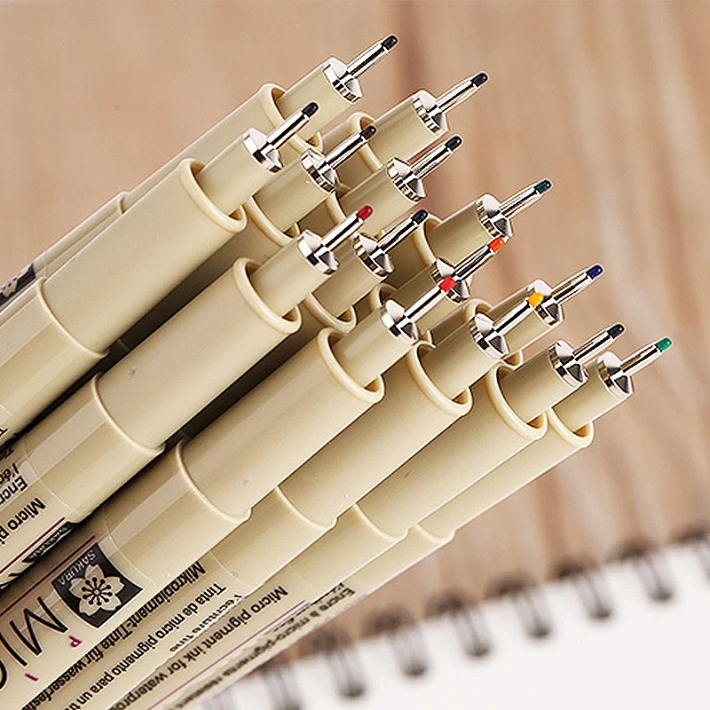 Цветной Вкладыш ручка Водонепроницаемый разглаживает мелкие вкладыш Pigma micron 0 5