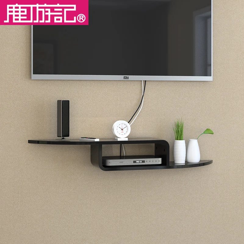 Deer Travel Wood Bedroom Tv Set Top Rack Shelf Wall Shelf