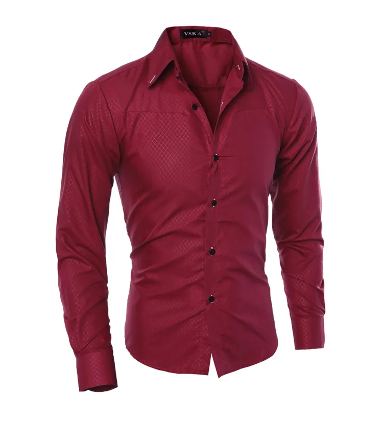 Men Clothes 2018 New Korean Slim Single Breasted Turn-down Collar Cotton  Long Sleeve Solid Mens Shirts Free Shipping