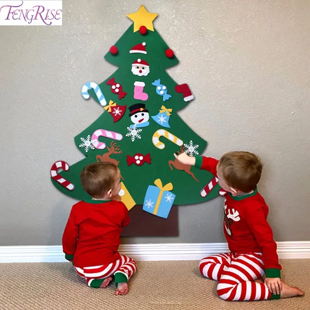 fengrise kids diy felt christmas tree decorations xmas hanging felt christmas tree for kids to decorate