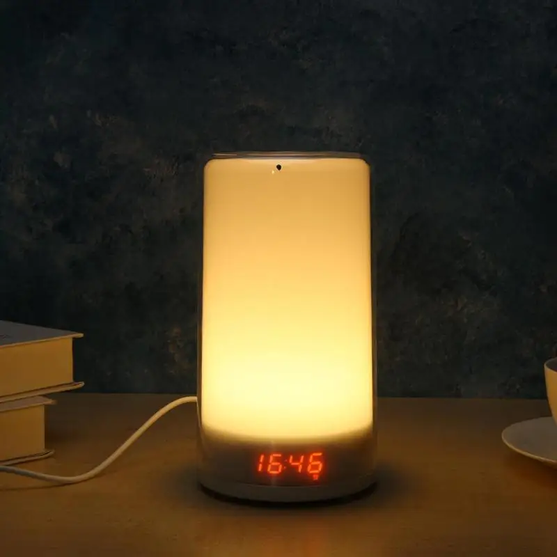 

Alarm Clock Touch Wake Up Light Sunrise Simulation Colorful Night Lamp US