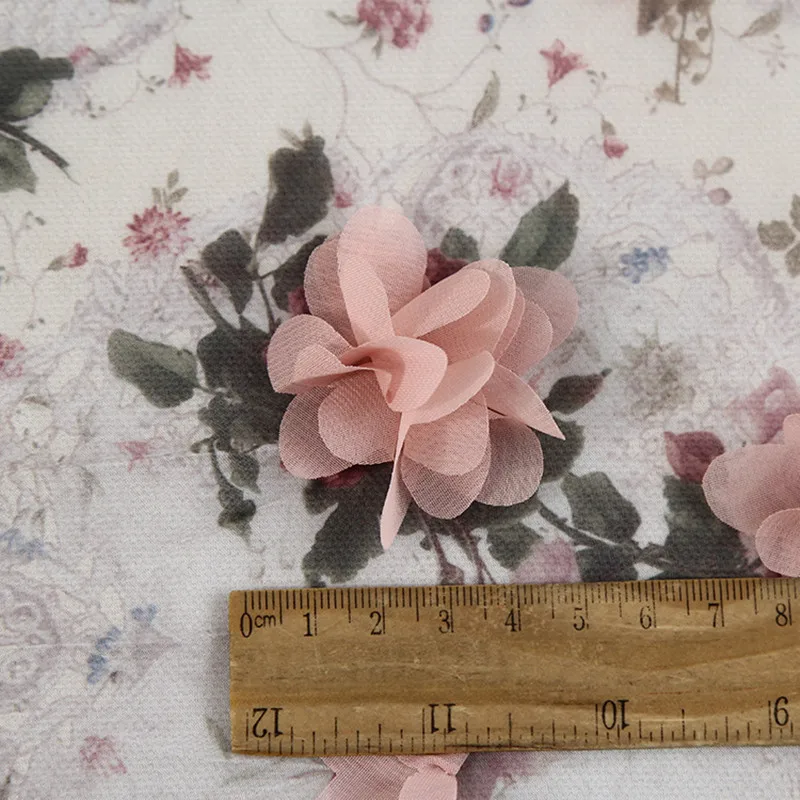 FFLACELL 1 метр 3D кружевная ткань с розовым цветы розочки ширина 140 см|1 meter|wide fabricfabric