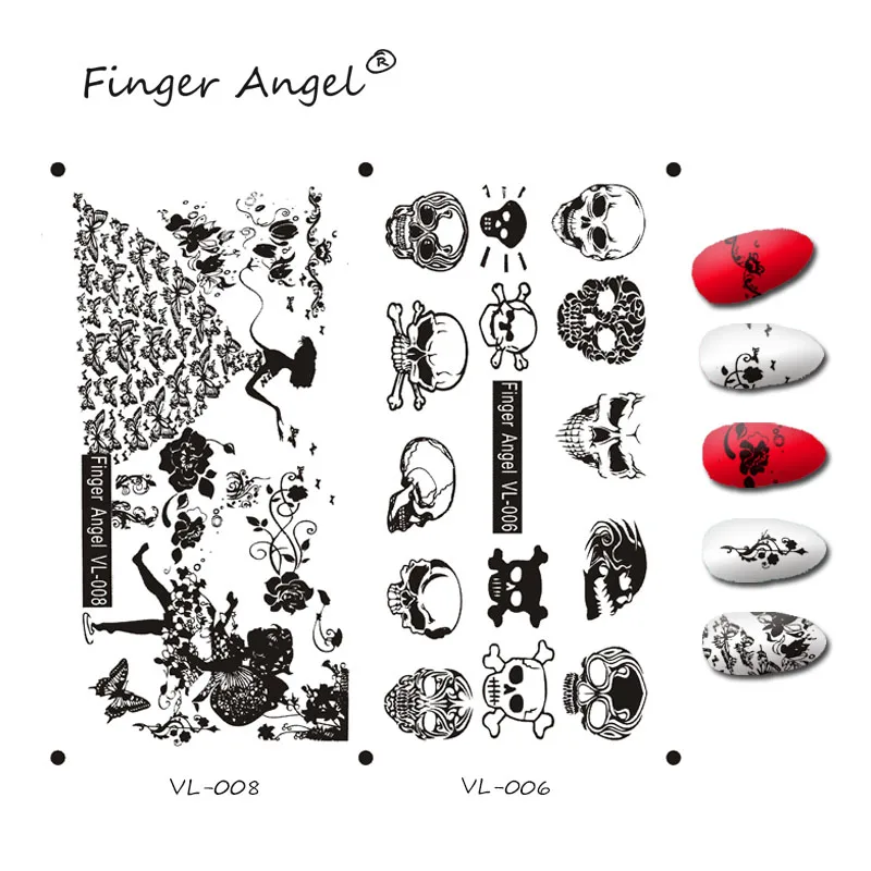 Finger Angel 1 шт. пластины для штамповки ногтей 6*12 см штамп изображения пластины прекрасная Корона бабочки узоры ногти маникюрный шаблон инструмент