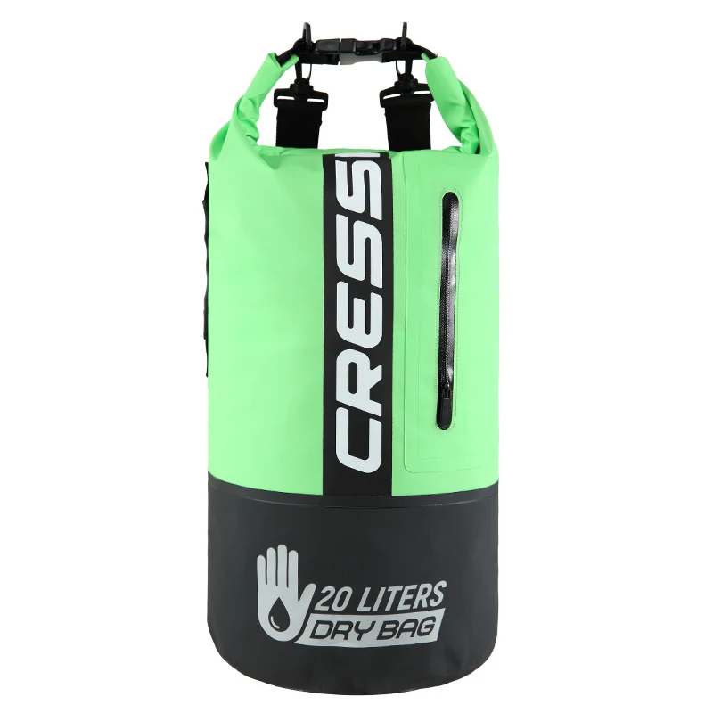 Cressi 20L сухая Сумка премиум-класса, рюкзак для дайвинга, снаряжение для дайвинга, водонепроницаемая сумка большого объема для подводного плавания, дайвинга, дрейфующих лодок - Цвет: BLACK FLUO GREEN