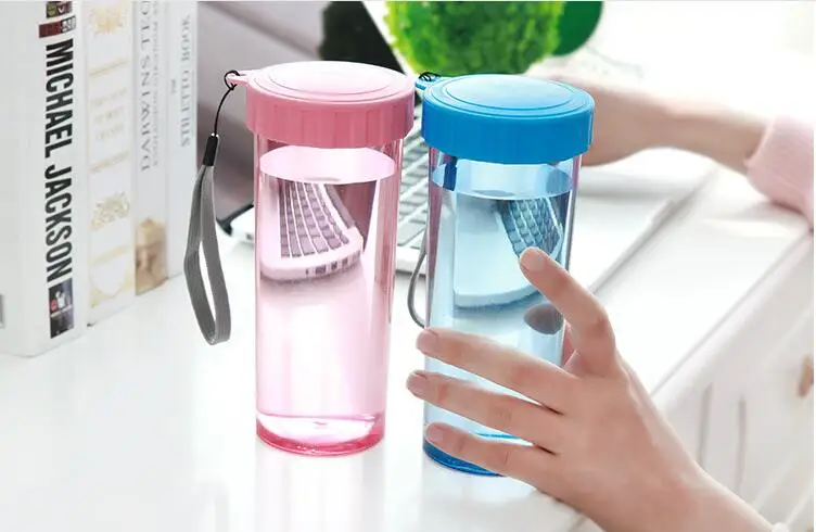 

1PC Protable Scrub Water Bottles With Rope Sports Travel Plastic Space My Shaker Bottle Eco-Friendly ENX 001