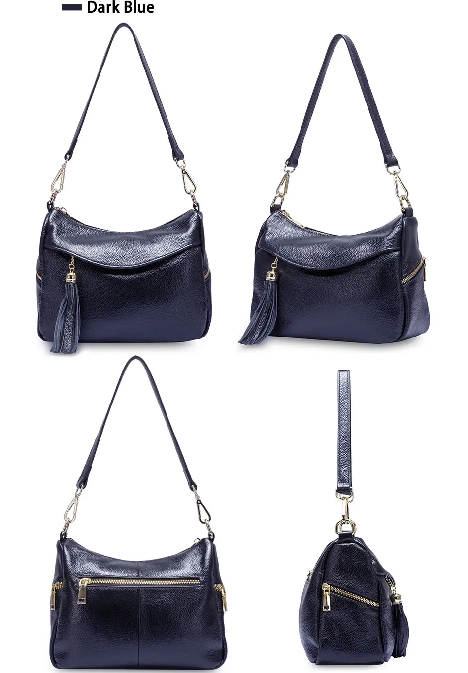 Zency 100% couro genuíno moda feminina ombro