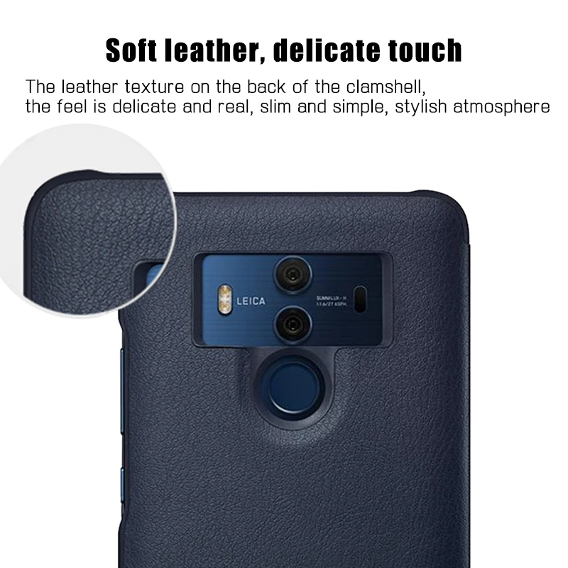 HUAWEI Mate 10 caso Original 100% espejo inteligente ventana cuero Flip caso Huawei Mate 10 Pro caso Mate10 cubierta Funda