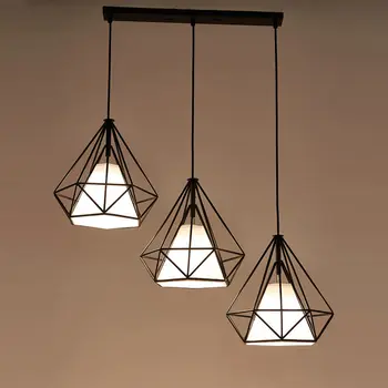 

Industrial Vintage Pendant Light E27 Lamps Dining Room Kitchen Restaurant Black Iron Fabric Lampshade Decor Home Lighting 220V