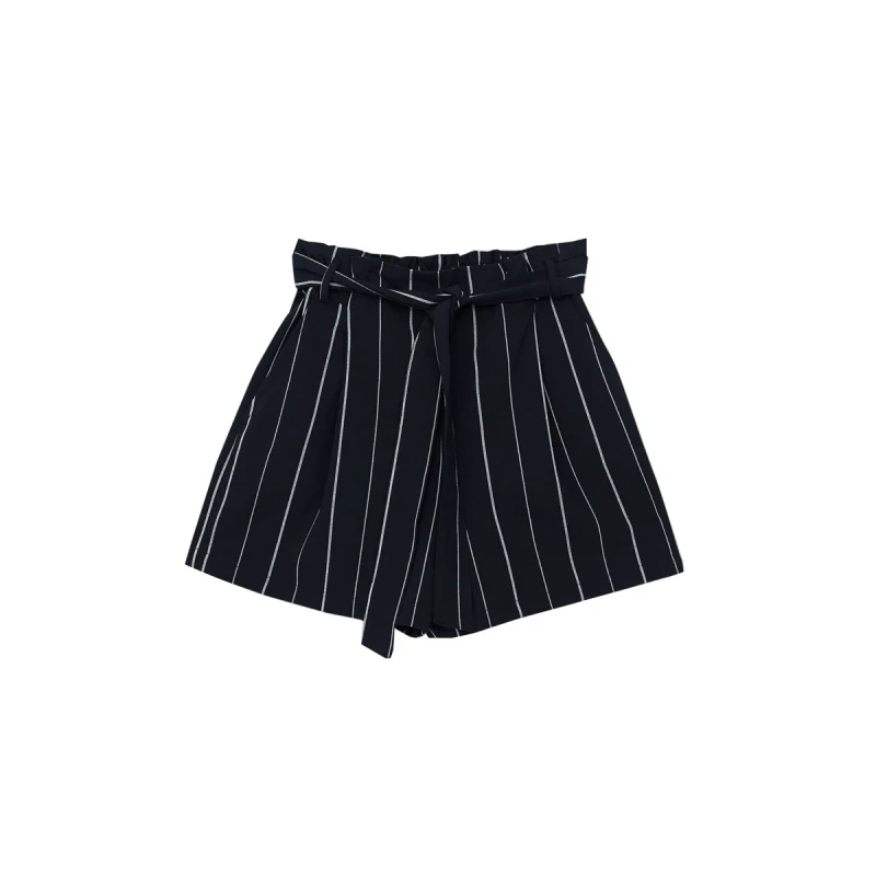 HDY Short Femme 2019 Women High Waisted Wide Leg Short Stripe Elastic Waist Shorts Feminino Plus Size haoduoyi Shorts Women M (2)