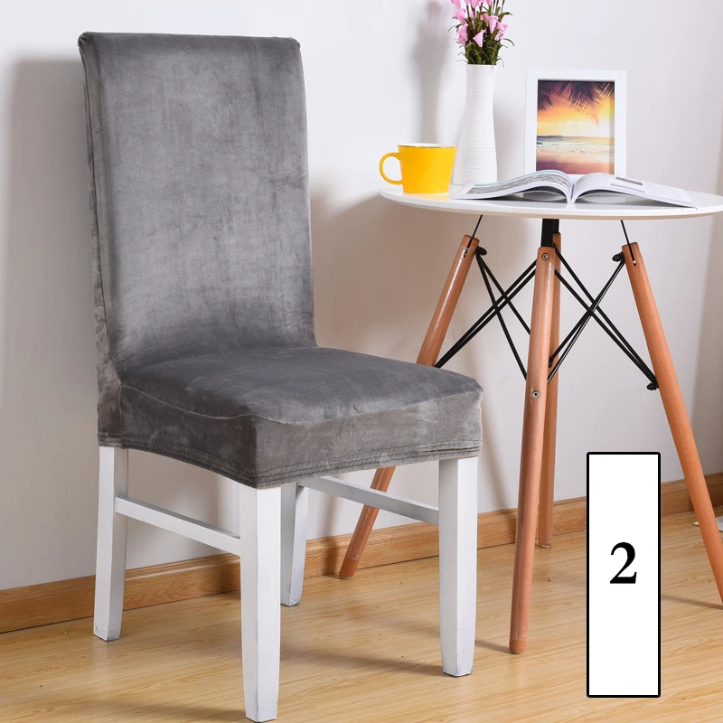 

Velvet Thickening Plus Velvet Home Chair Cover Wedding Decoration Solid Colors Polyester Spandex Dining Chair Covers for Wedding