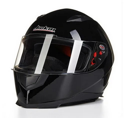Мода JIEKAI Полный мотоциклетный шлем Зимний рыцарь гоночный мотоцикл шлемы из АБС JK-313 четыре сезона размер L XL - Цвет: Bright black
