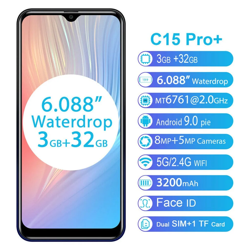 Новинка OUKITEL C15 Pro+ 19:9 сотовые телефоны Android 9,0 3 ГБ+ 32 ГБ Face ID 4G смартфоны покупка