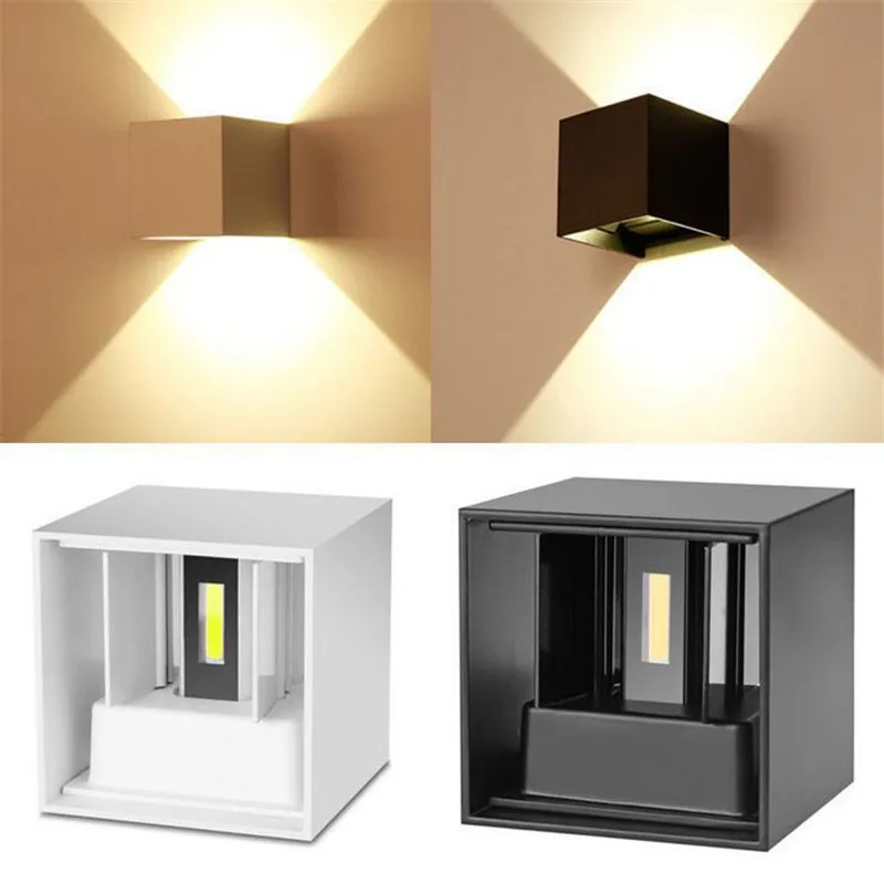 

12W lampada LED Aluminium wall light rail project Adjustab Square COB LED wall lamp bedside room bedroom Garden wall lamps arts
