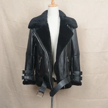 2017 Motorcycle Leather Punk Jacket Biker Jacket Women Men Genuine Leather Coat With Real Fur S1640