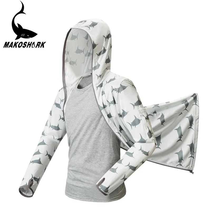 

MAKOSHARK Mens Womens Ultra-Light Hooded Fishing Clothings Quick Dry Sun Protection Fishing Shirts Anti-UV Fishing Clothes Vest