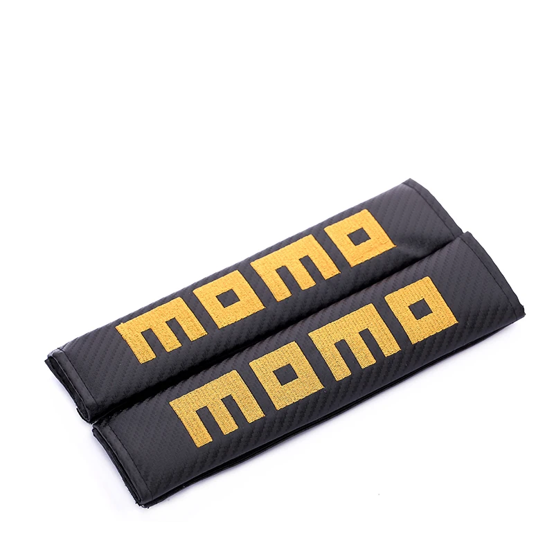 

Embroidery for momo emblem Car carbon fiber seat belt cover shoulder pad for volkswagen bmw mercedes renault ford accessories