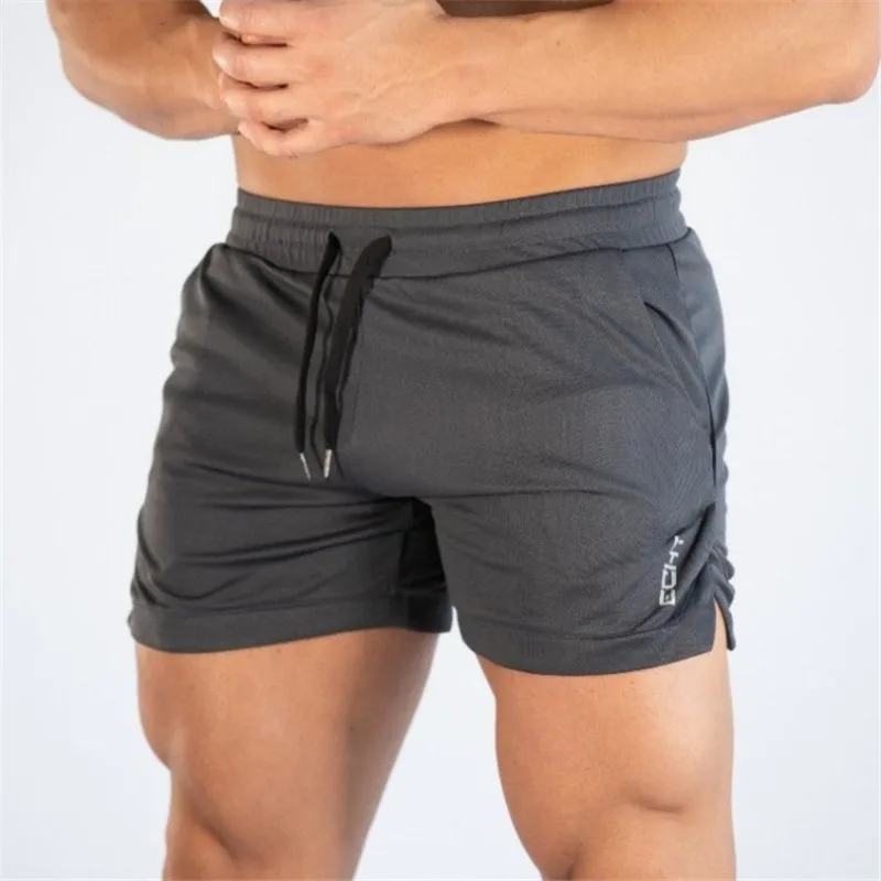 Летние мужские бодибилдинг шорты для спортзала тренировки фитнес одежда Стрингер майка мужские повседневные шорты спортивные штаны - Цвет: Темно-серый