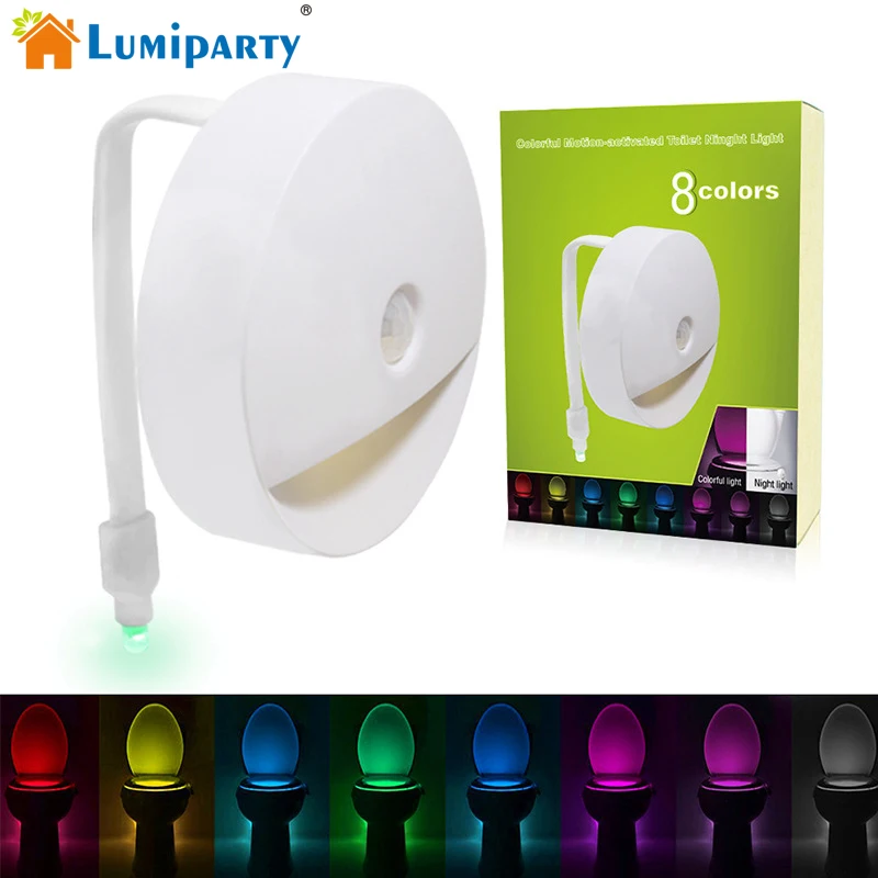 Lumiparty PIR Motion Sensor RGB Toilet Light Sensor 8 Color Automatic