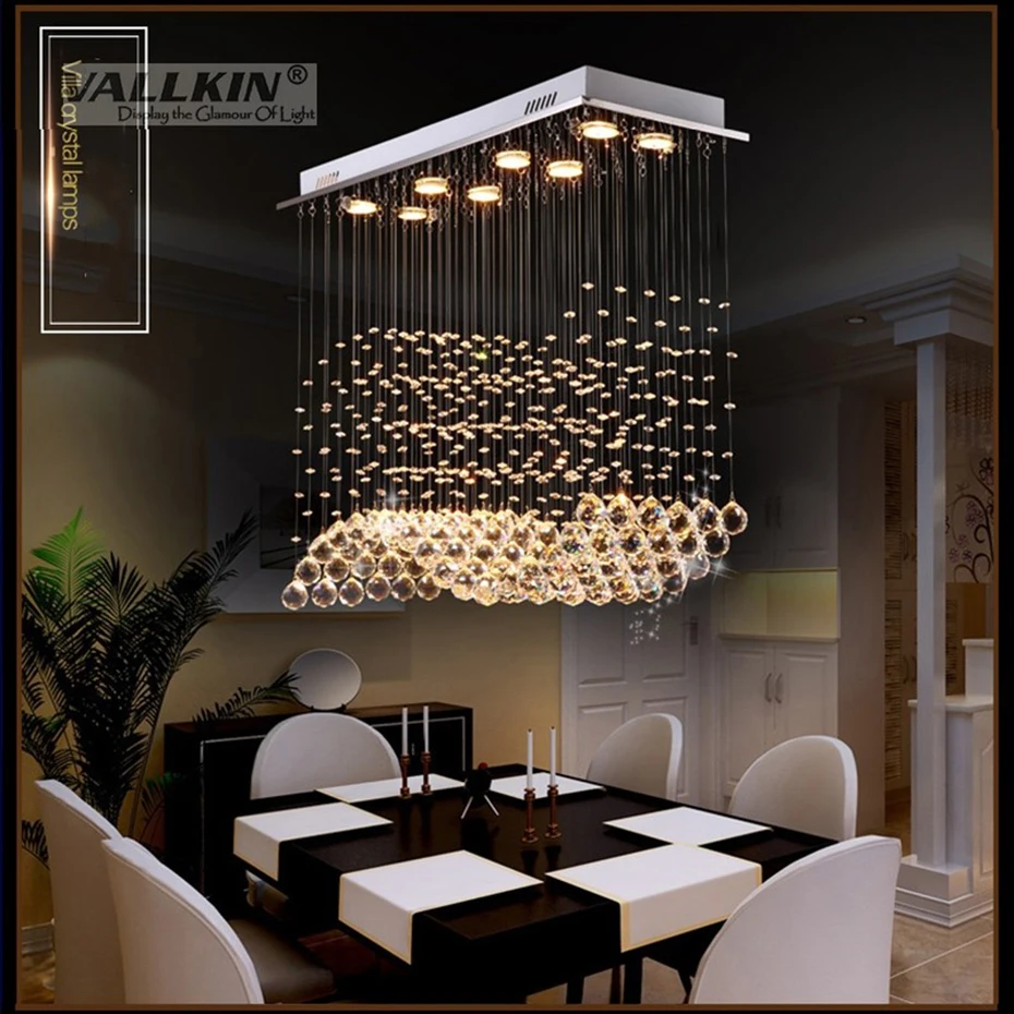 Современный светодиодный светильник прямоугольной формы для гостиной K9, хрустальные люстры, Светильники для кафе, офиса, дома, люстры, светильники