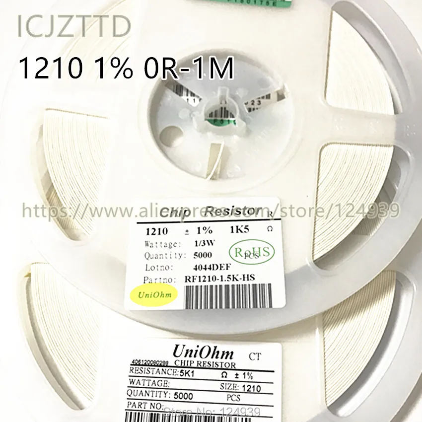 

100 шт. SMD 1210 1% F 3225 3,2*2,5 1/3W 56K 62K 68K 75K 82K 91K 100K 110K 120K 130K 150K 160K 180K 200K 220K 240K 270K 300K 330K