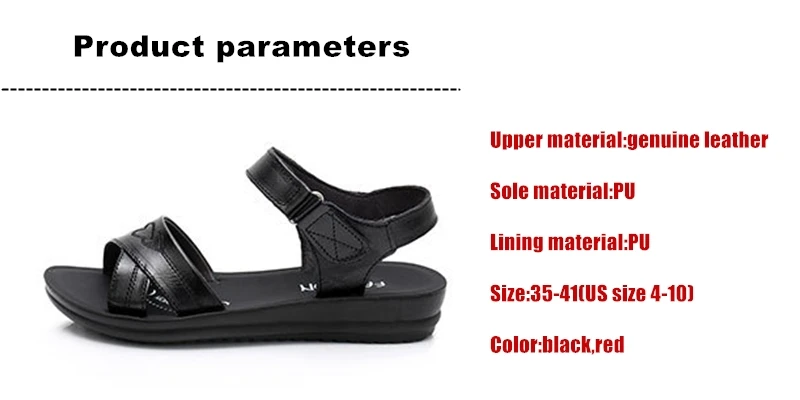 WOIZGIC Women Female Old Mother Ladies Casual Cow Genuine Leather Shoes Sandals Summer Beach Hook Loop Size 35-41 XZ-113 6