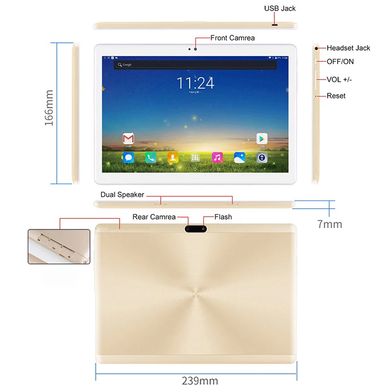 Free shipping 10 inch Tablet PC Android 8.0 Octa Core 6GB RAM 64GB ROM 4G smart Phone 1280*800 IPS