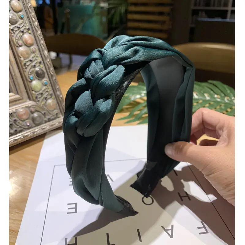 

Korean Braid Hairband Women Cotton Fabric Knotted Headband Vintage Twist Turban Hair Accessories Wide Hair Band Boho Headwear