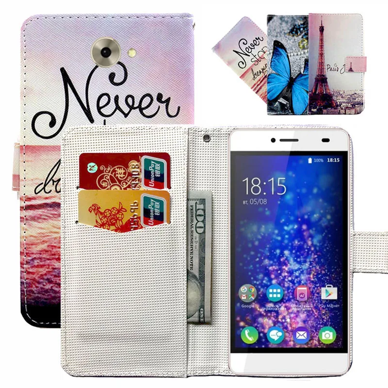 

Fashion 11 Colors Cartoon Painting PU Leather Magnetic clasp Wallet Cover For BQ BQS-5070 Magic Case