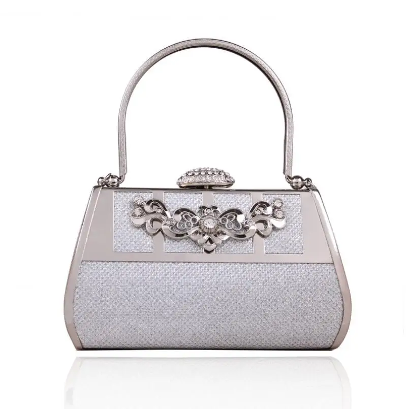 Silver New Arrival Women's Crystal Clutch Handbag Luxurious Dimond