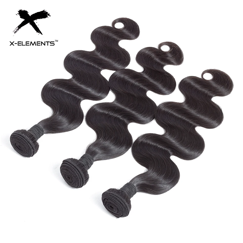 X-Elements Malaysian Human Hair Bundles Body Wave Non-Remy Weaves 3 Bundles Natural Color 8-26 inches Hair Extensions 100% Human Hair (2)