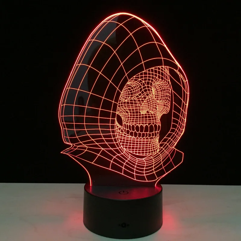 Красочный 3D череп светодиодный светильник 3D лампа головной светильник визуальный креативный подарок настольная лампа ночник красочный настольный светильник ing украшение