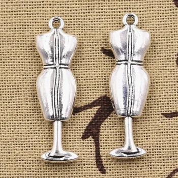 

6pcs Charms Female Dress Mannequin Seamstress Dressmaker 38x11mm Pendant Making fit,Tibetan Silver color,DIY For Necklace