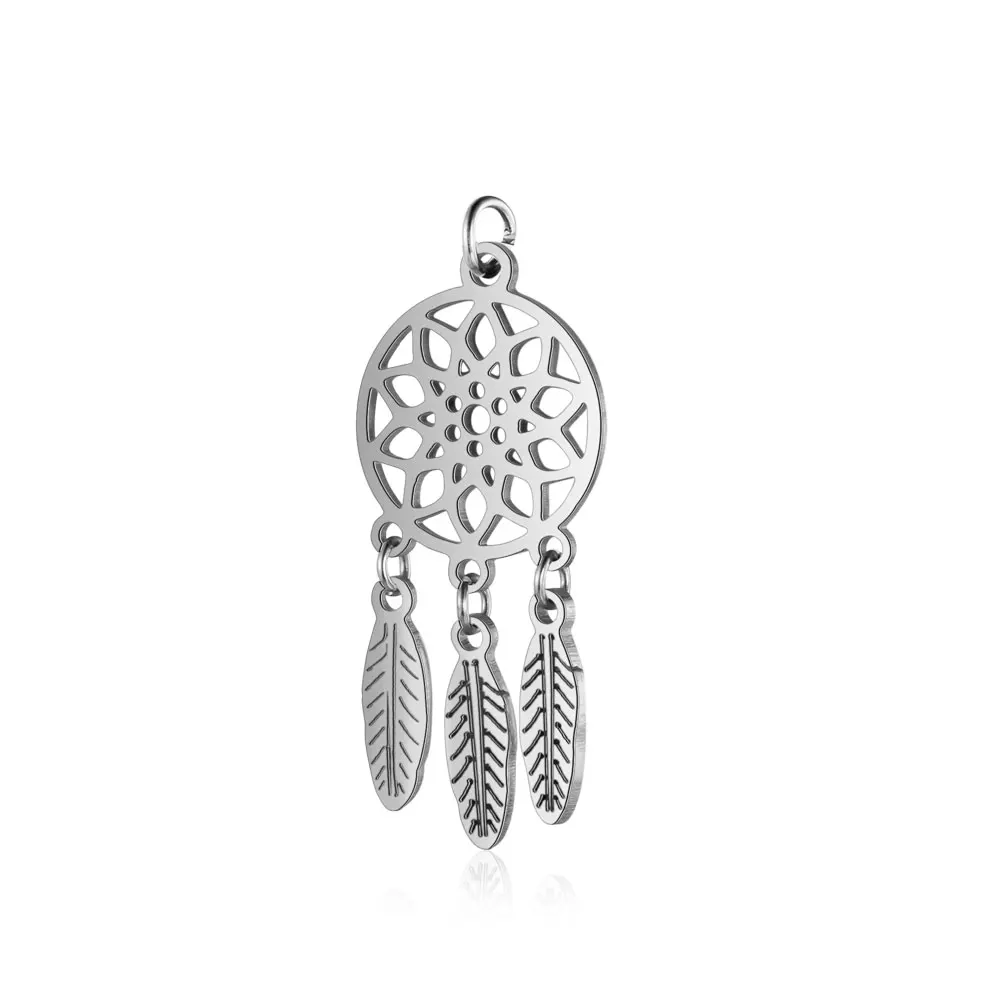 5pcs/Lot 316L Stainless Steel Charms 3 Colors Dream Catcher Charms Pendants for Jewelry Making Bracelet DIY Handmade Accessory - Окраска металла: T507S