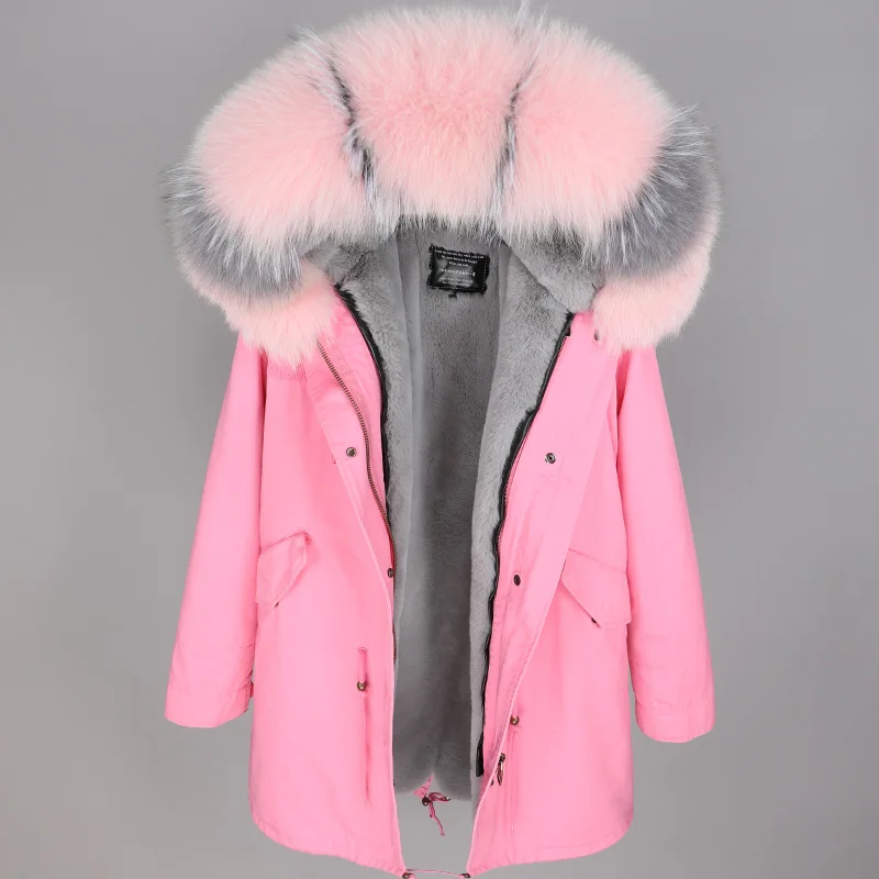 Maomaokong, новинка, натуральный Лисий мех, воротник, пальто, женская зимняя куртка, пальто, толстая подкладка, Украина - Цвет: long-2