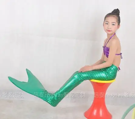 

Free shipping childrens girl blue/green/pink/purple ariel mermaid cosplay fish tail fairy tale dress party/festival halloween