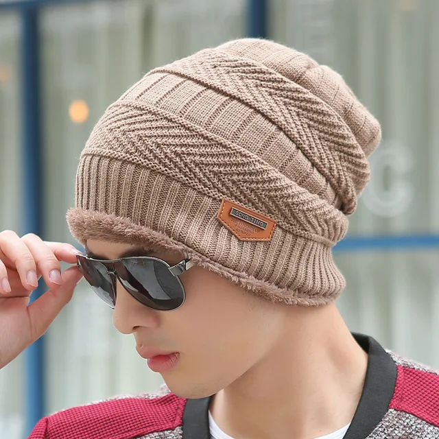 Boys Men Winter Hat Knit Scarf Cap Winter Hats for Men Caps Warm Fur